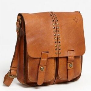 Patricia Nash Tan Leather Studded Crossbody Bag